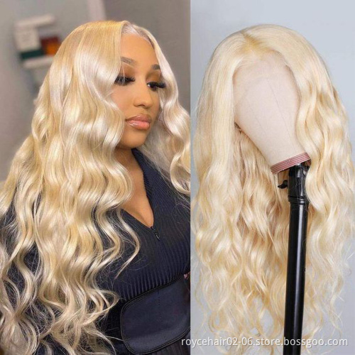 Top Quality Brazilian Hair Extensions Lace Wig Wholesale,Preplucked Raw Human Hair 613 Blonde Hair HD 13x4 Lace Frontal wig